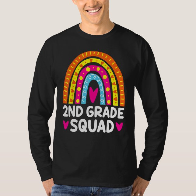 Camiseta 2nd Grade Squad Rainbow Heart Back To School Teach (Anverso)