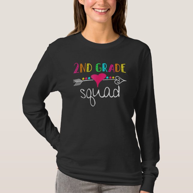 Camiseta 2nd Grade Squad Second Teacher Student Team Back T (Anverso)