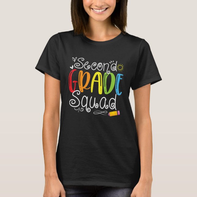 Camiseta 2nd Grade Squad Second Teacher Student Team Back T (Anverso)