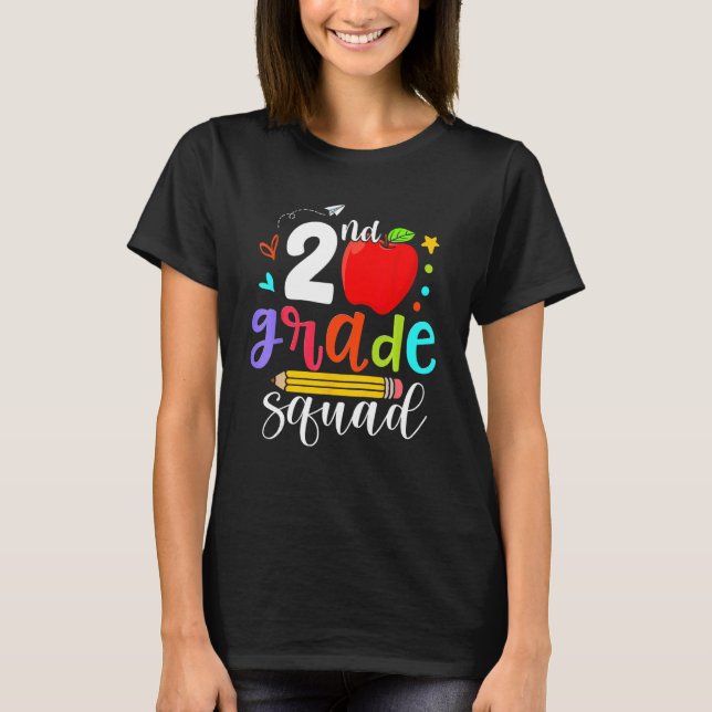 Camiseta 2nd Grade Squad Second Teacher Student Team Back T (Anverso)