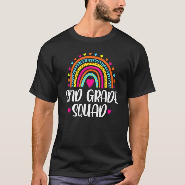 Camiseta 2nd Grade Squad Teacher  Rainbow  Back To School (Anverso)