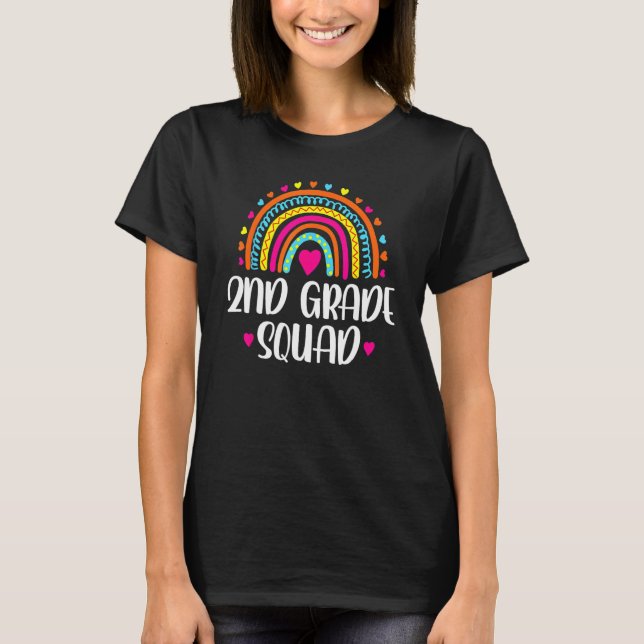 Camiseta 2nd Grade Squad Teacher  Rainbow  Back To School (Anverso)