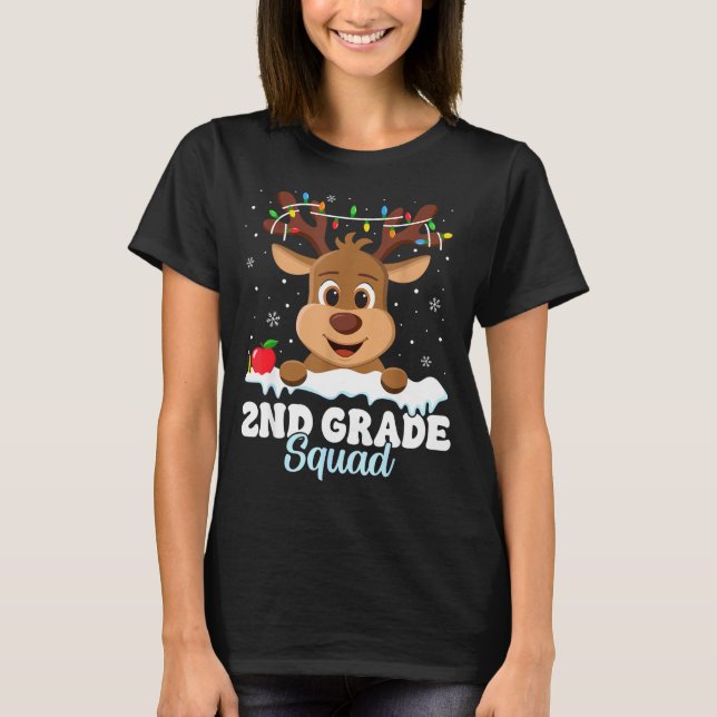 Camiseta 2nd Grade Teacher Christmas Second Grade Squad Rei (Anverso)