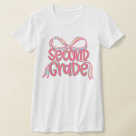 Camiseta 2nd Grade Teacher Pencil Coquette Bow
