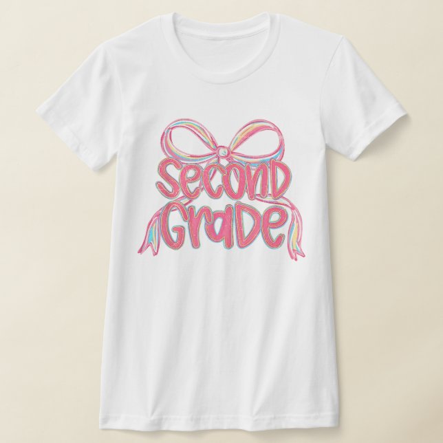 Camiseta 2nd Grade Teacher Pencil Coquette Bow (Distribución)