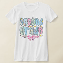 Camiseta 2nd Grade Teacher Pencil Coquette Bow