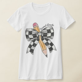 Camiseta 2nd Grade Teacher Pencil Coquette Bow