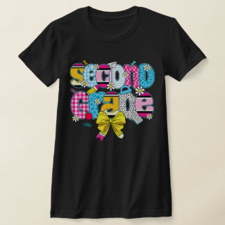 Camiseta 2nd Grade Teacher Pencil Coquette Bow