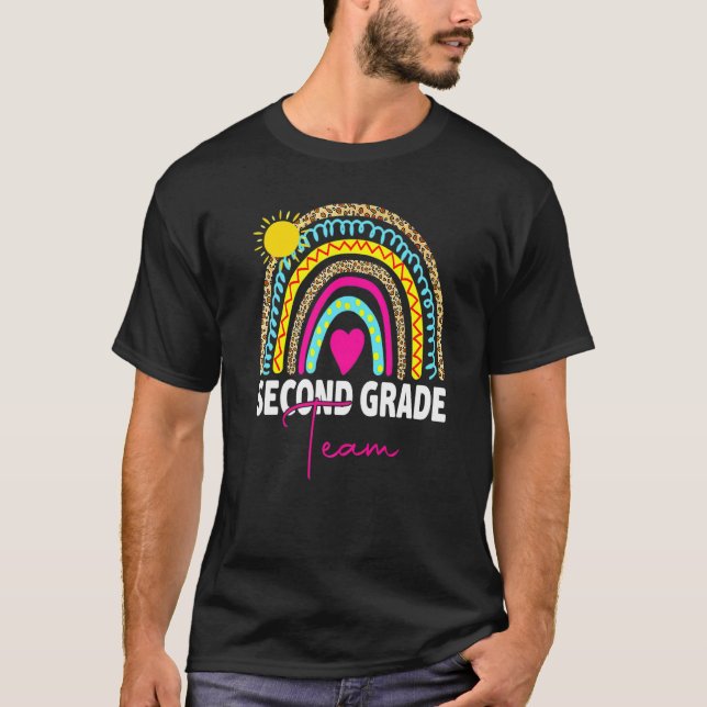 Camiseta 2nd Grade Teacher Rainbow Back To School Hello Sec (Anverso)