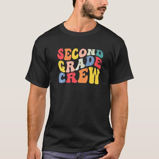 Camiseta 2nd Second Grade Crew Teacher Back To School Retro (Anverso)