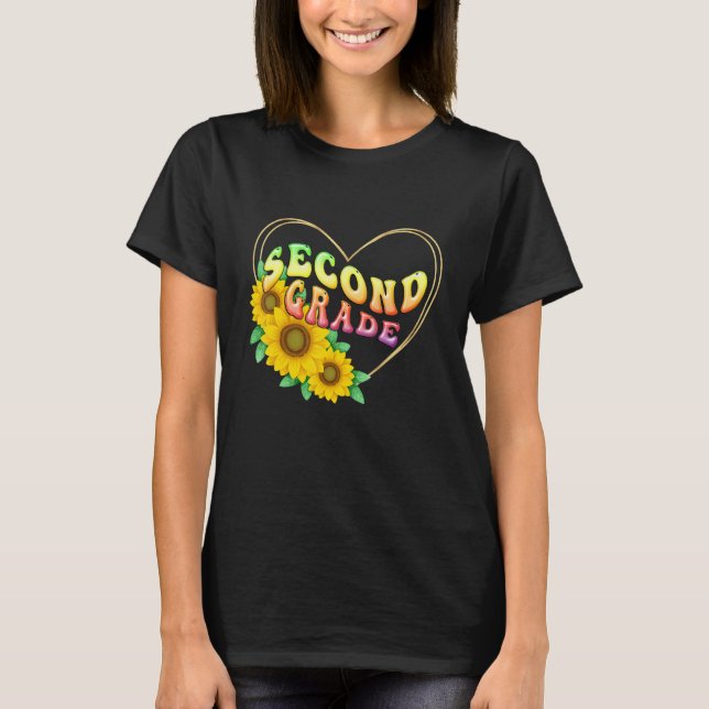 Camiseta 2nd second Grade Floral Heart Back To School Teach (Anverso)