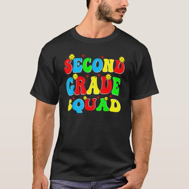 Camiseta 2nd Second Grade Squad Retro Groovy Teacher Back T (Anverso)