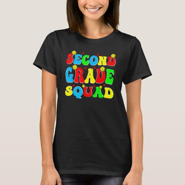 Camiseta 2nd Second Grade Squad Retro Groovy Teacher Back T (Anverso)