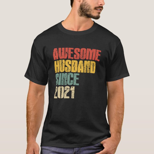 Camiseta 2nd Wedding Anniversary for Him Awesome Husband Si (Anverso)