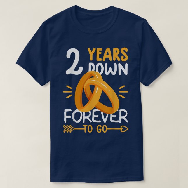 Camiseta 2nd wedding anniversary  tee matching couples 2 ye (Diseño del anverso)