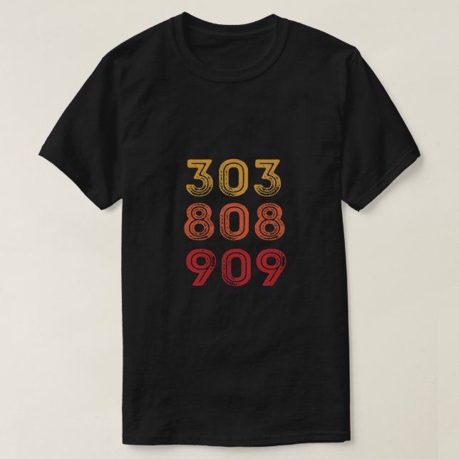 Camiseta 303 808 909 Máquina de tambor sintético (Diseño del anverso)