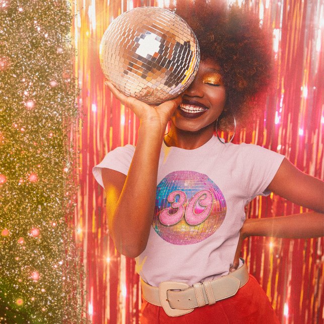 Camiseta 30.ª Fiesta de cumpleaños Purpurina rosado dorado  (Subido por el creador)