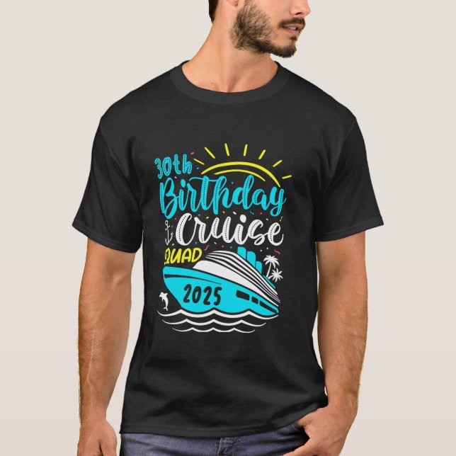Camiseta 30.º Crucero De Cumpleaños 2025 Squad Vacation Tri (Anverso)