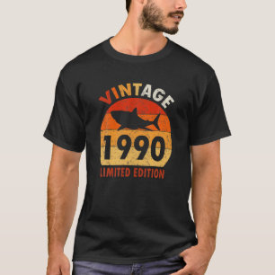 Camiseta 30.º cumpleaños Shark Vintage 1990 Edición limitad