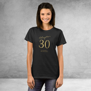 Camiseta 30.º Fiesta de cumpleaños guión de oro negro