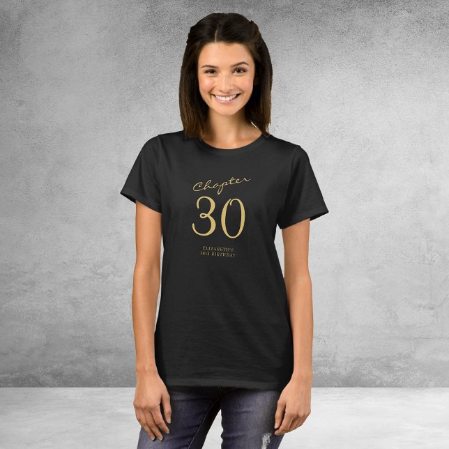 Camiseta 30.º Fiesta de cumpleaños guión de oro negro (Subido por el creador)