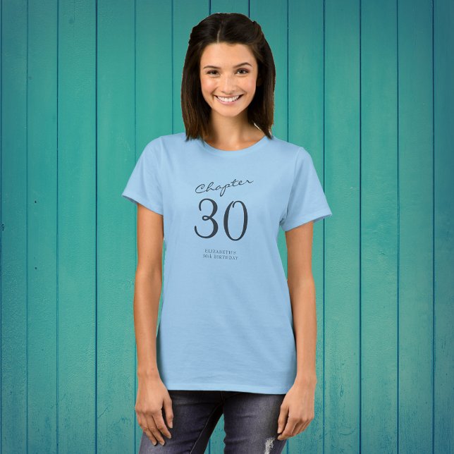 Camiseta 30.º Fiesta de cumpleaños guión gris azul (Subido por el creador)