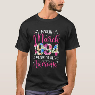 Camiseta 30.º regalo de cumpleaños para mujeres nacidas en 