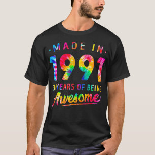Camiseta 30 años de edad 30 cumpleaños hecho 1991 regalo de