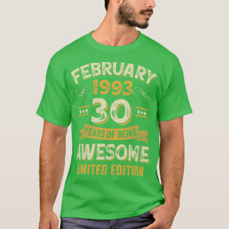Camiseta 30 años de edad Febrero de 1993 30º nacimiento