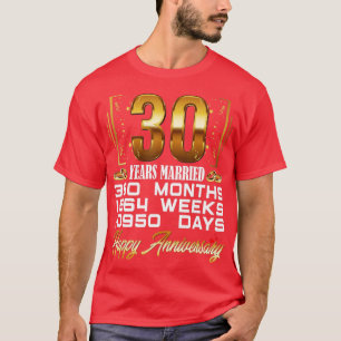 Camiseta 30 años de matrimonio gracioso 30 años de Boda