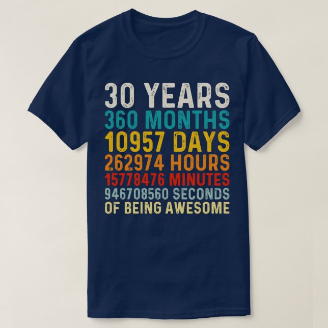 Camiseta 30 años de ser maravilloso regalo de cumpleaños nú (Diseño del anverso)