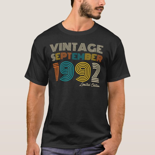 Camiseta 30 Cumpleaños Vintage Septiembre 1992 Limited Edtn (Anverso)