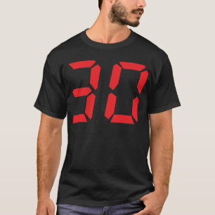 Camiseta 30 número digital del despertador de treinta rojo
