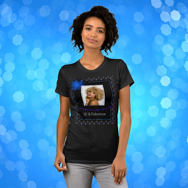 Camiseta 30 y Fabulous Elegant Blue and Black Photo (Subido por el creador)