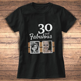 Camiseta 30 y Fabulous Gold Purpurina 2 Foto 30 cumpleaños