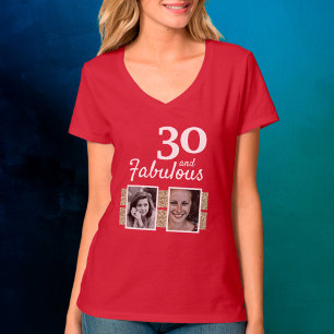 Camiseta 30 y Fabulous Gold Purpurina 2 Foto 30 cumpleaños