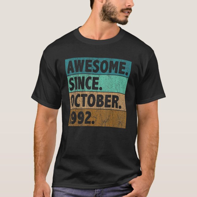 Camiseta 30 Year Old  Awesome Since October 1992 30th Birth (Anverso)