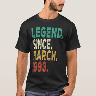 Camiseta 30 Years Old Men Women Legend Since March 1993 30t