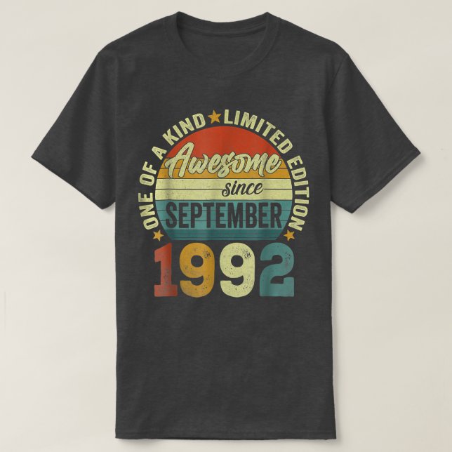 Camiseta 30th Birthday Gift 30 Year Old Awesome Since Septe (Diseño del anverso)