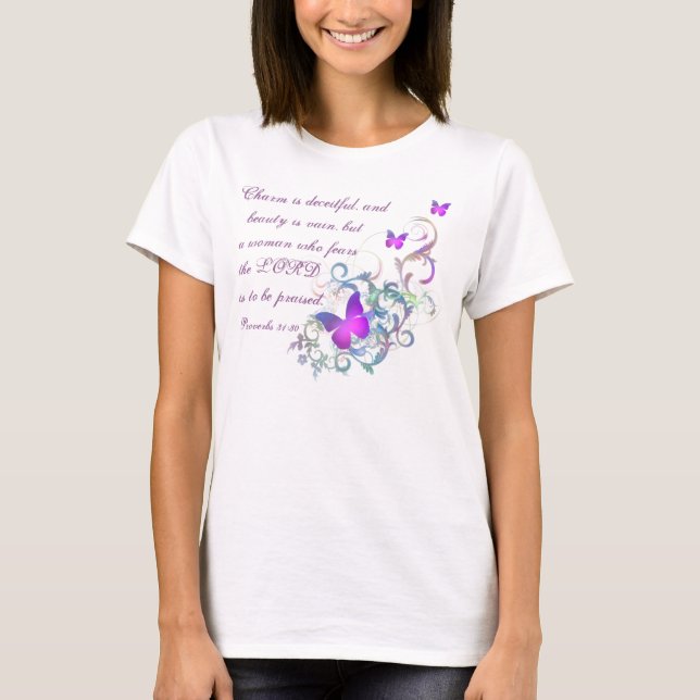 Camiseta 31:30/mariposa de los proverbios (Anverso)