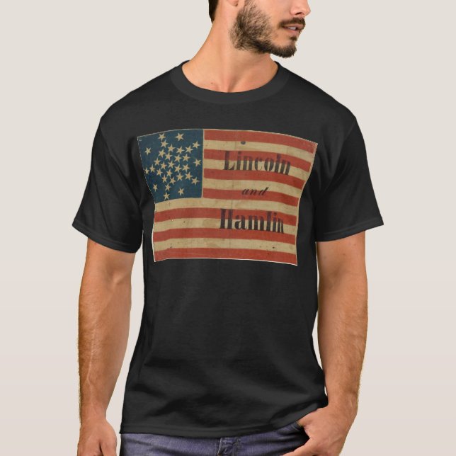 Camiseta 31 estrella Lincoln 1860 y bandera americana de (Anverso)