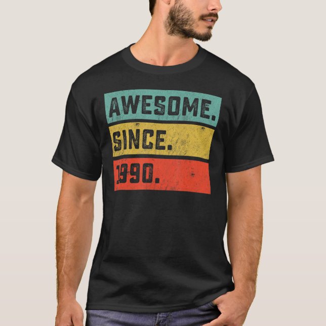 Camiseta 32.º cumpleaños increíble desde 1990 32 años (Anverso)