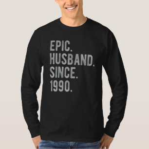 Camiseta 32° Aniversario Boda De Su Esposo Épico Sinc