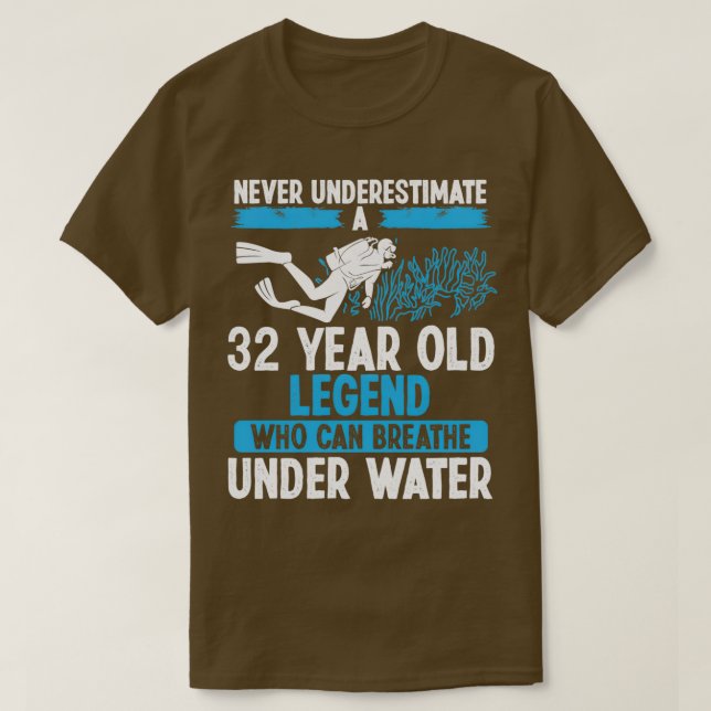 Camiseta 32 Años De Edad Scuba Buceo Breathe 32 Años (Diseño del anverso)
