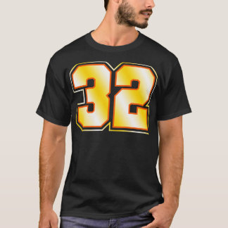 Camiseta 32 Número deportivo amarillo