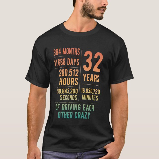 Camiseta 32 Years Married Funny 32nd Wedding Anniversary (Anverso)