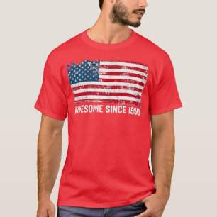 Camiseta 32nd birthday, vintage usa , Awesome since 1990