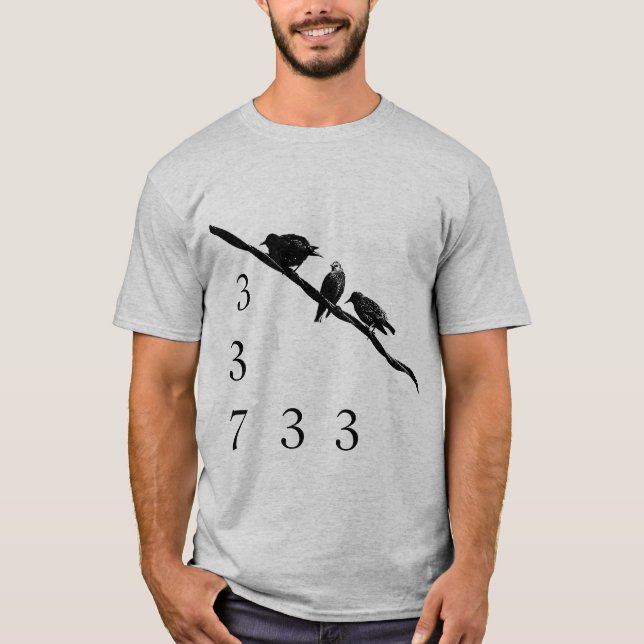 Camiseta 337 pájaros en un alambre (Anverso)