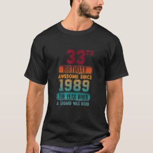 Camiseta 33.ª fiesta de cumpleaños increíble desde 1989, 33