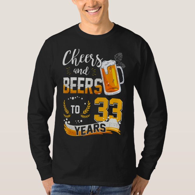 Camiseta 33 Alegres Y Cervezas A 33 Años Nacidos (Anverso)